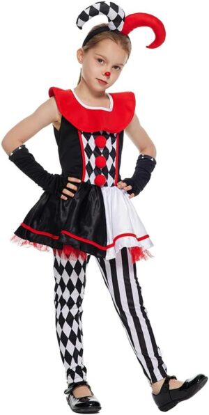 Girl's jester clown costume