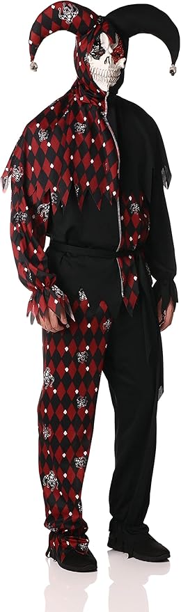 Adult scary jester red and black costume