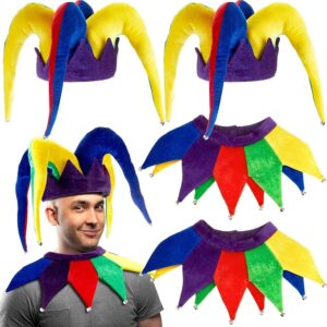 4 Pcs Mardi Gras Jester Costume Set