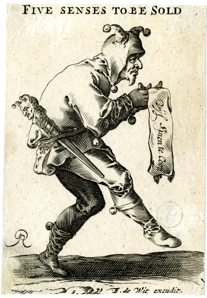 Drawing of a jester performing