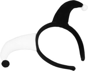 Black White Jester Plush Hat Headband