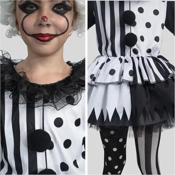 Black and White Jester Halloween Killer Clown Costume - Zoom In