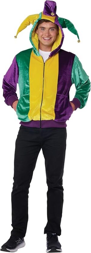 California Costumes Men Mardi Gras Jester Hoodie