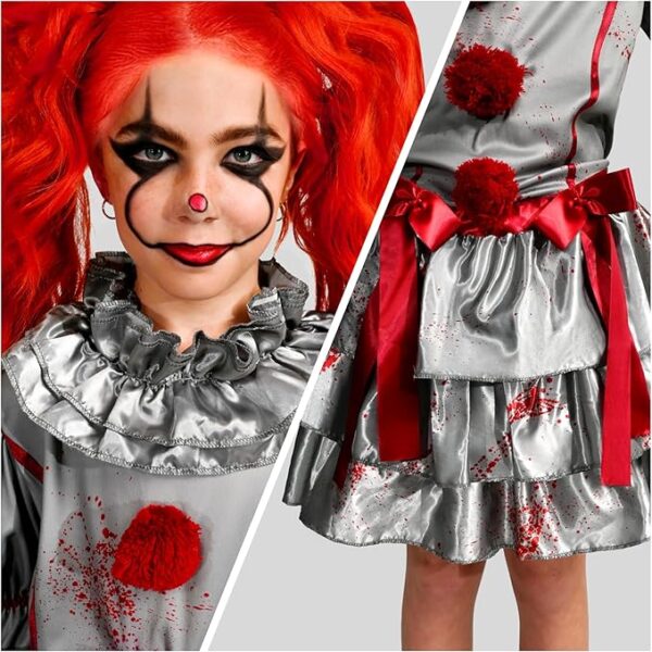 Halloween Scary Jester Costume for Girls - Zoom In