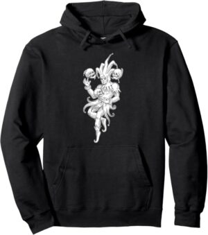 Jester Juggling Skulls Blackwork Tattoo Flash Pullover Hoodie