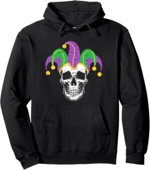 Mardi Gras Skull Jester Hat Funny Parade Costume Pullover Hoodie