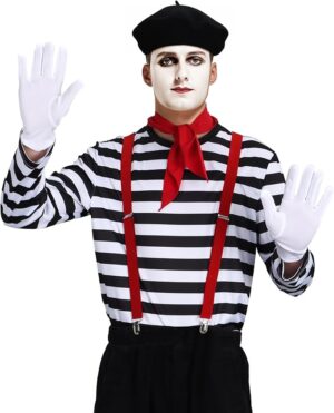 Men Mime Costume French Artist Outfit