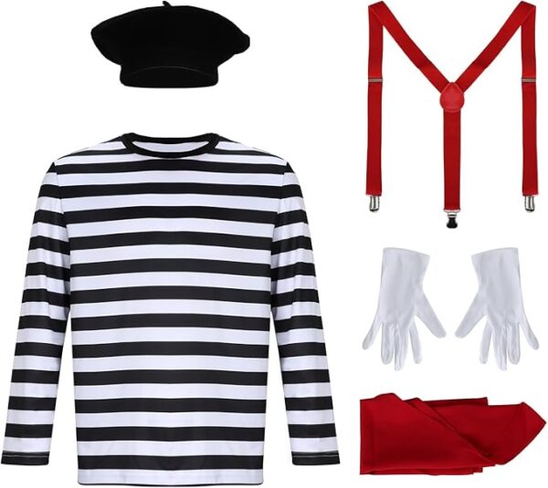 Men Mime Costume French Artist Outfit - Inclusions