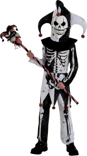 Black & White Menacing Jester Clown Costume