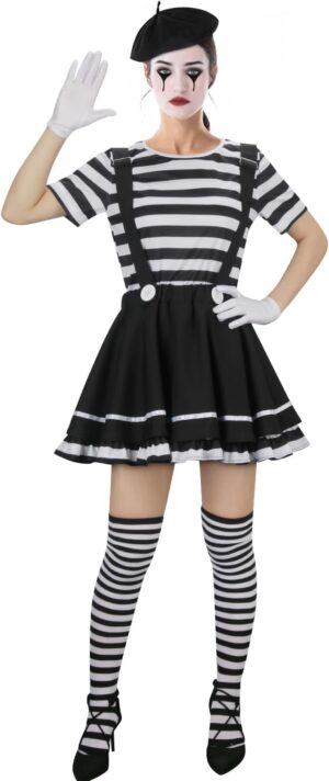 French Mime Costume Halloween Cosplay