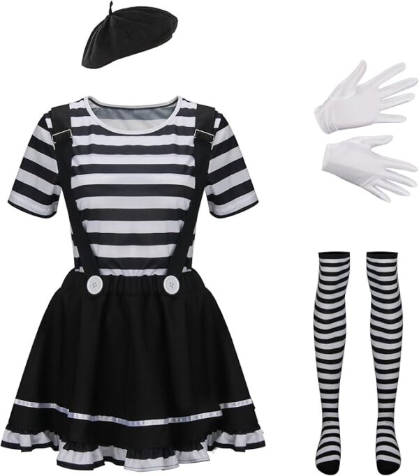 French Mime Costume Halloween Cosplay - Inclusions