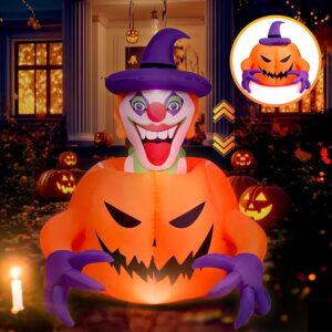 Retractable Head Pumpkin Clown Outdoor Decoration