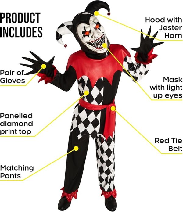 Scary Jester Clown Costume Kids - Inclusions