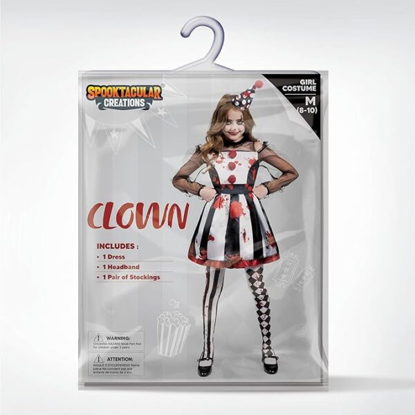 Spooktacular Creations Girls Scary Jester Clown Costume - Package