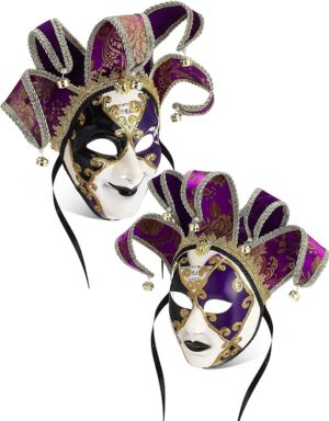 Syhood 2 Pcs Jester Mask Vintage Venetian Mask