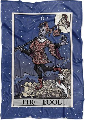 The Fool Tarot Card Throw Blanket - Court Jester