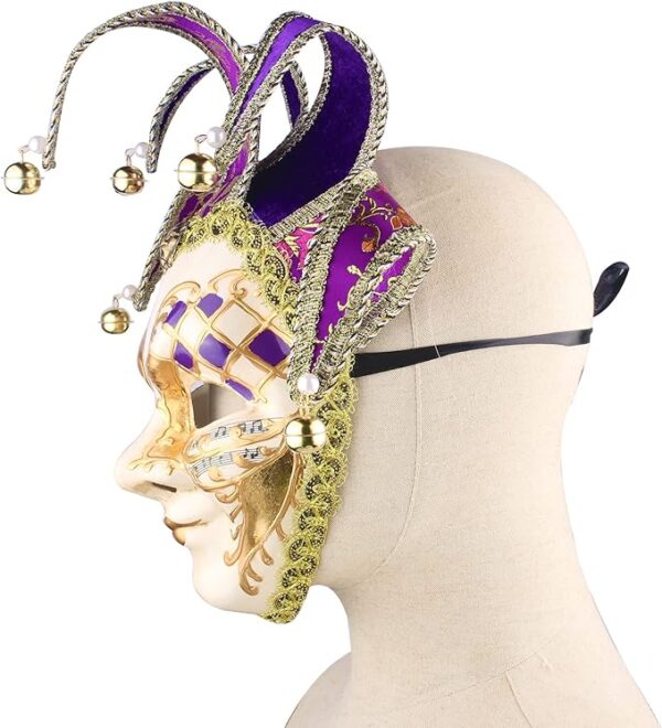 Venetian Jester Mask Purple - Side View