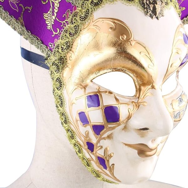 Venetian Jester Mask Purple - Zoom In