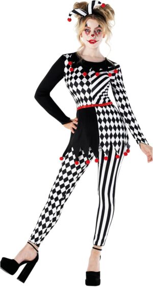 Women Jester Creepy Clown Costume