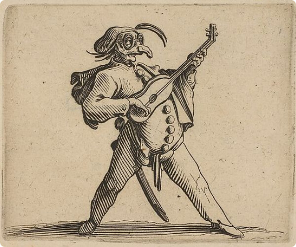 A detailed drawing of a musician playing a guitar